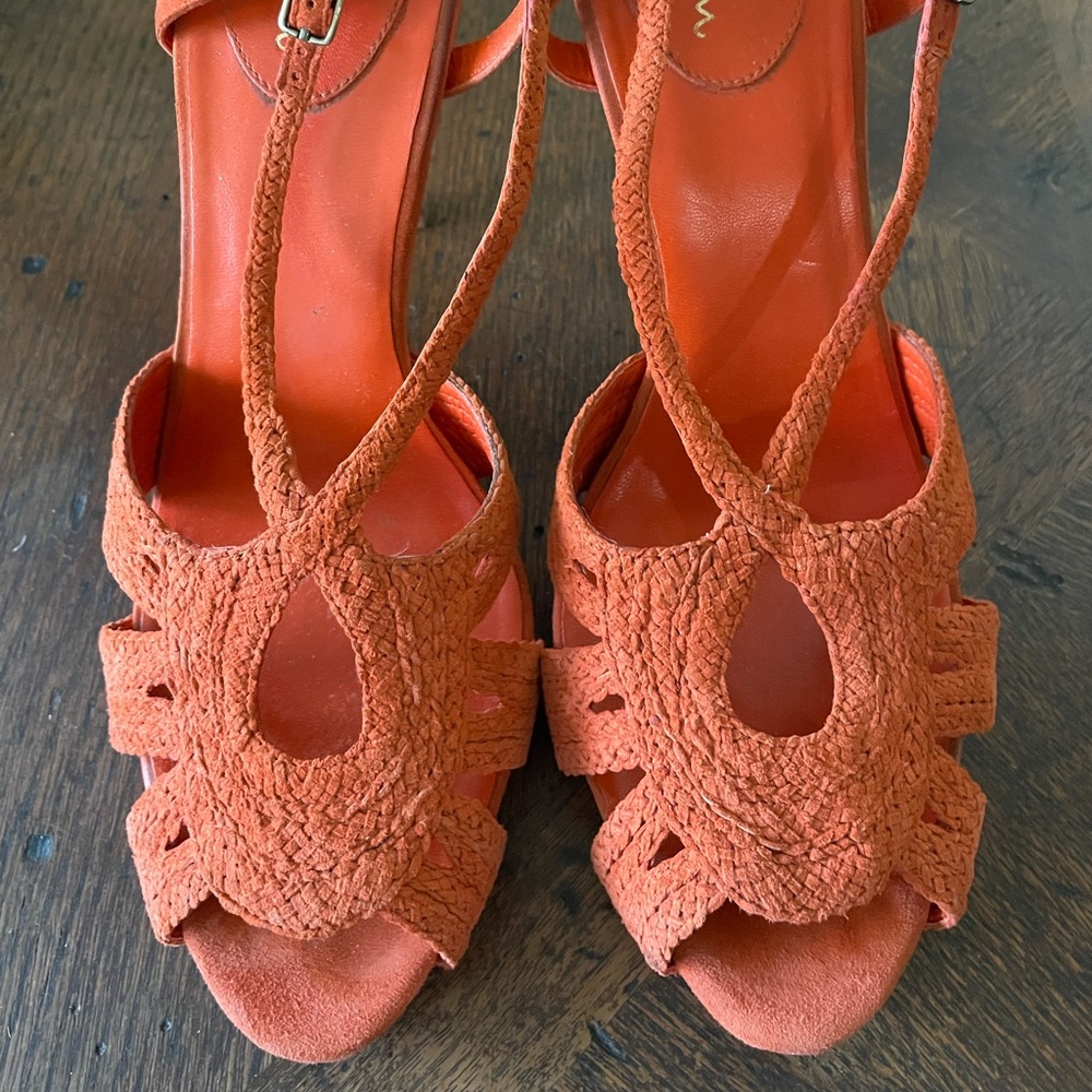 Cole Haan orange suede heels